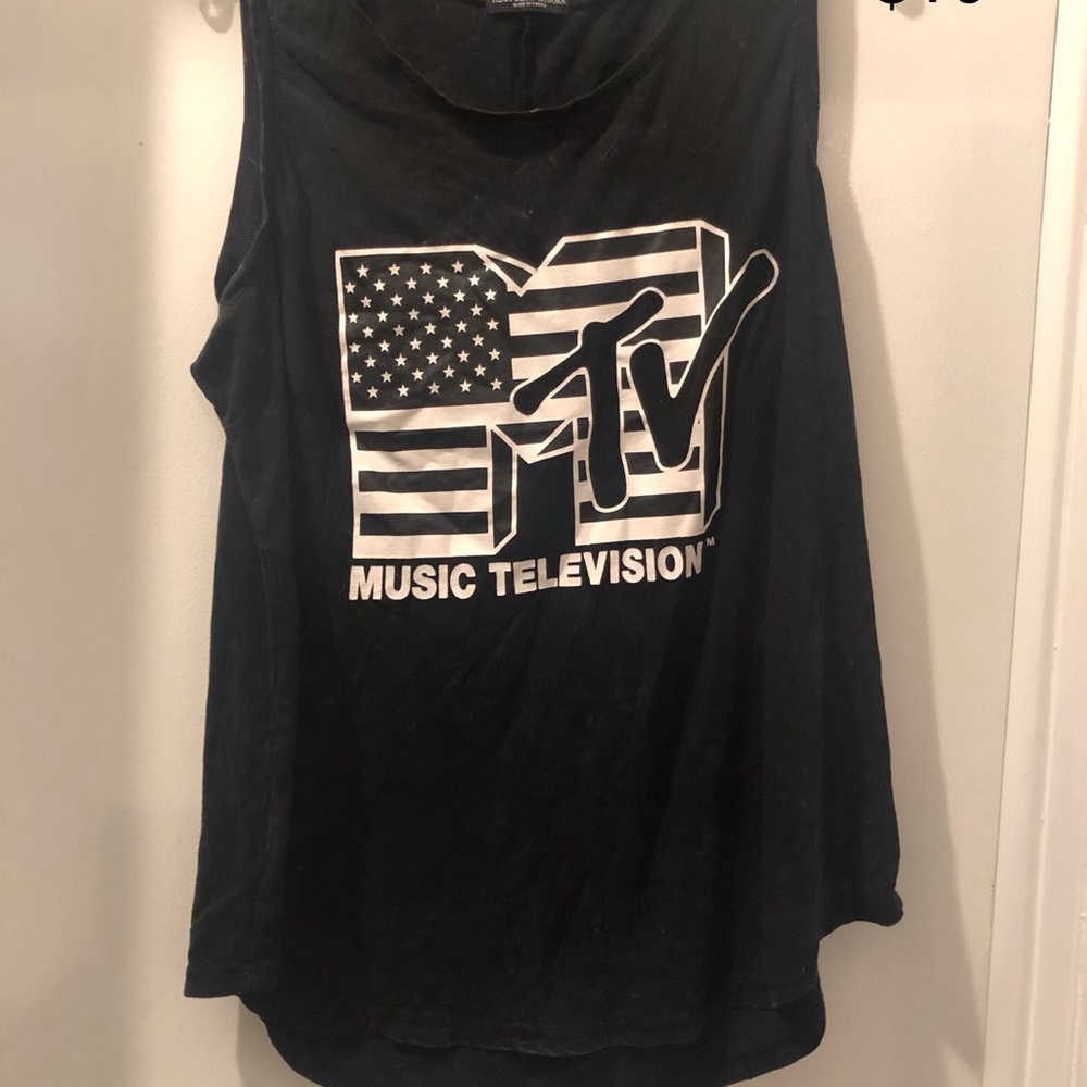 Distressed black MTV tank